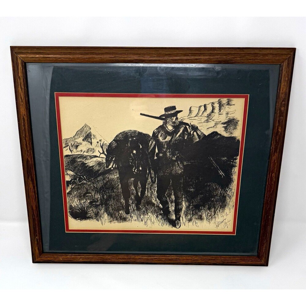 Original charcoal western sketch